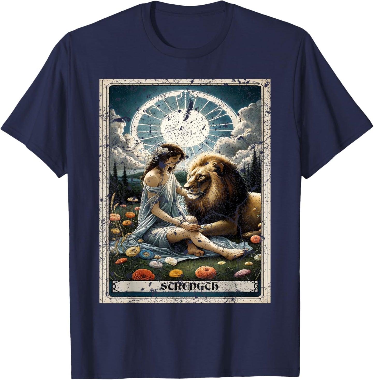 Strength Tarot Card T-Shirt - T-Shirt | Navy