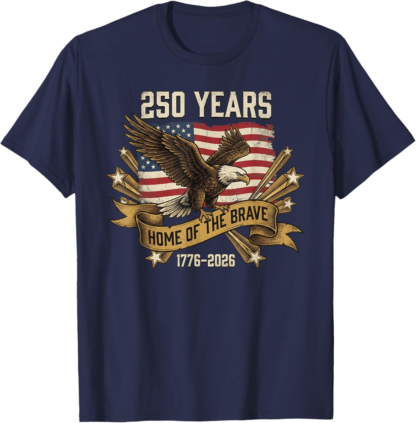 250 Years America Anniversary USA Flag Freedom 4th of July T-Shirt - T-Shirt | Navy