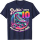 Birthday Roller Skating 10th Girl Rollin into 10 Skate Party T-Shirt - T-Shirt | Navy