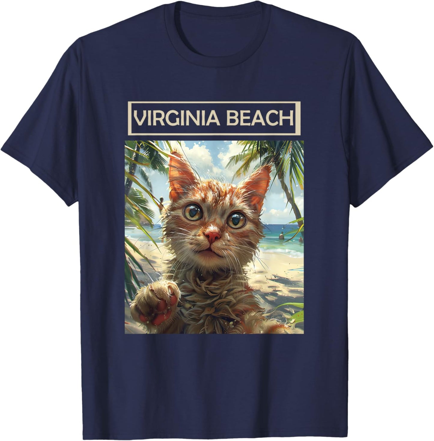 Virginia Beach Virginia VA | cat selfie T-Shirt - T-Shirt | Navy