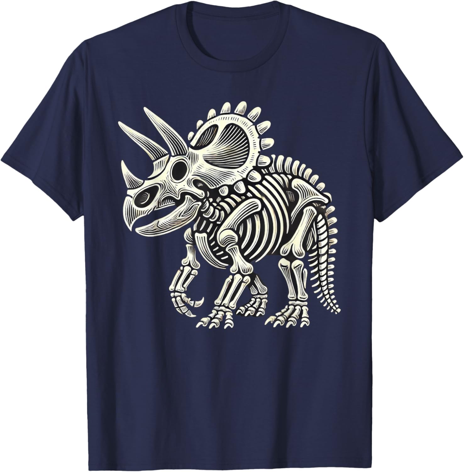 Triceratops Dinosaur Skeleton Halloween T-Shirt - T-Shirt | Navy