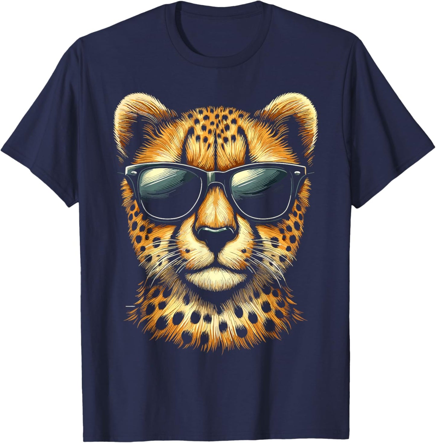 Cheetah with Sunglasses Cheetah Animal T-Shirt - T-Shirt | Navy
