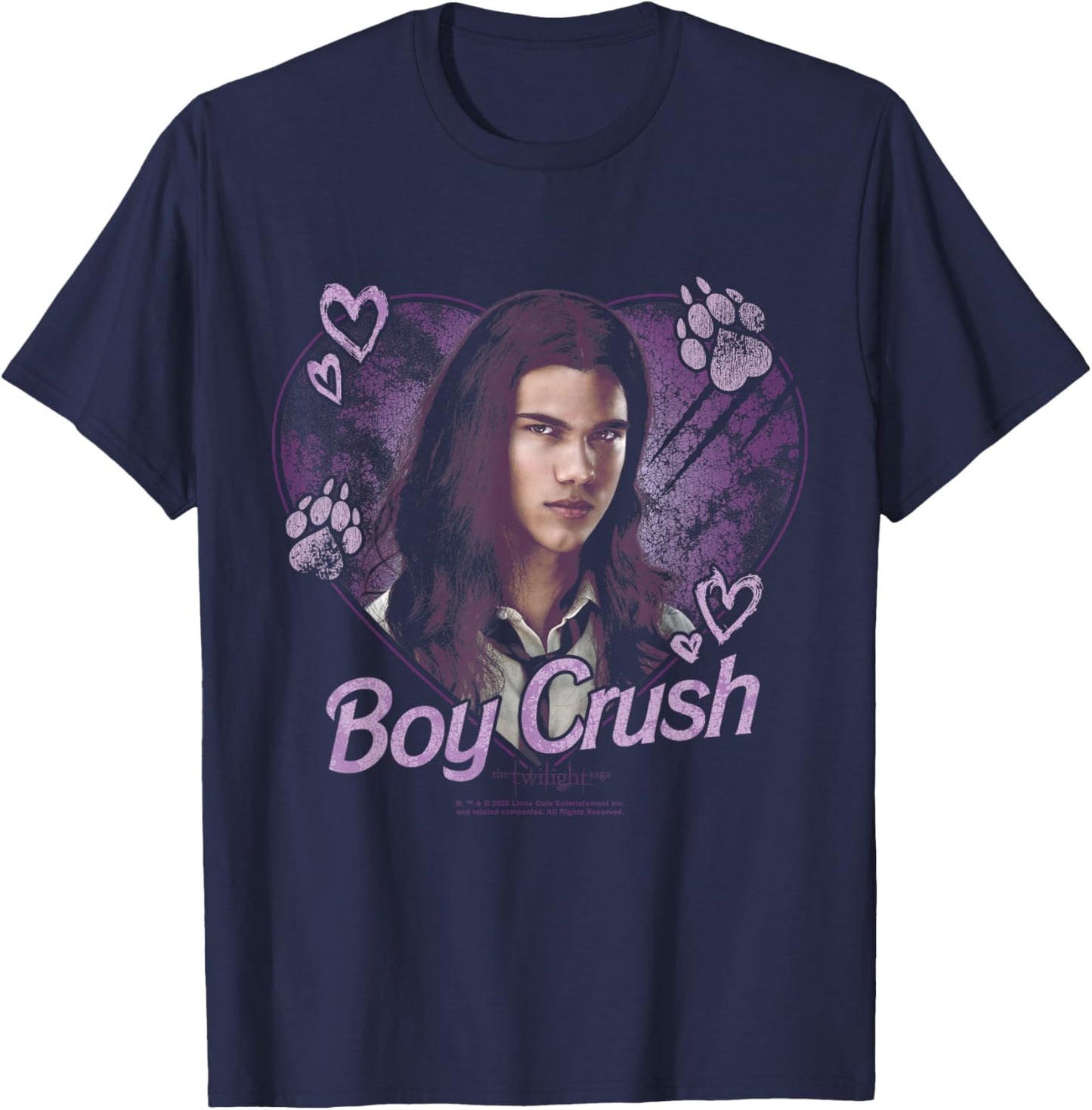 Twilight Boy Crush Jacob Heart Collage Werewolf Movie T-Shirt - T-Shirt | Navy