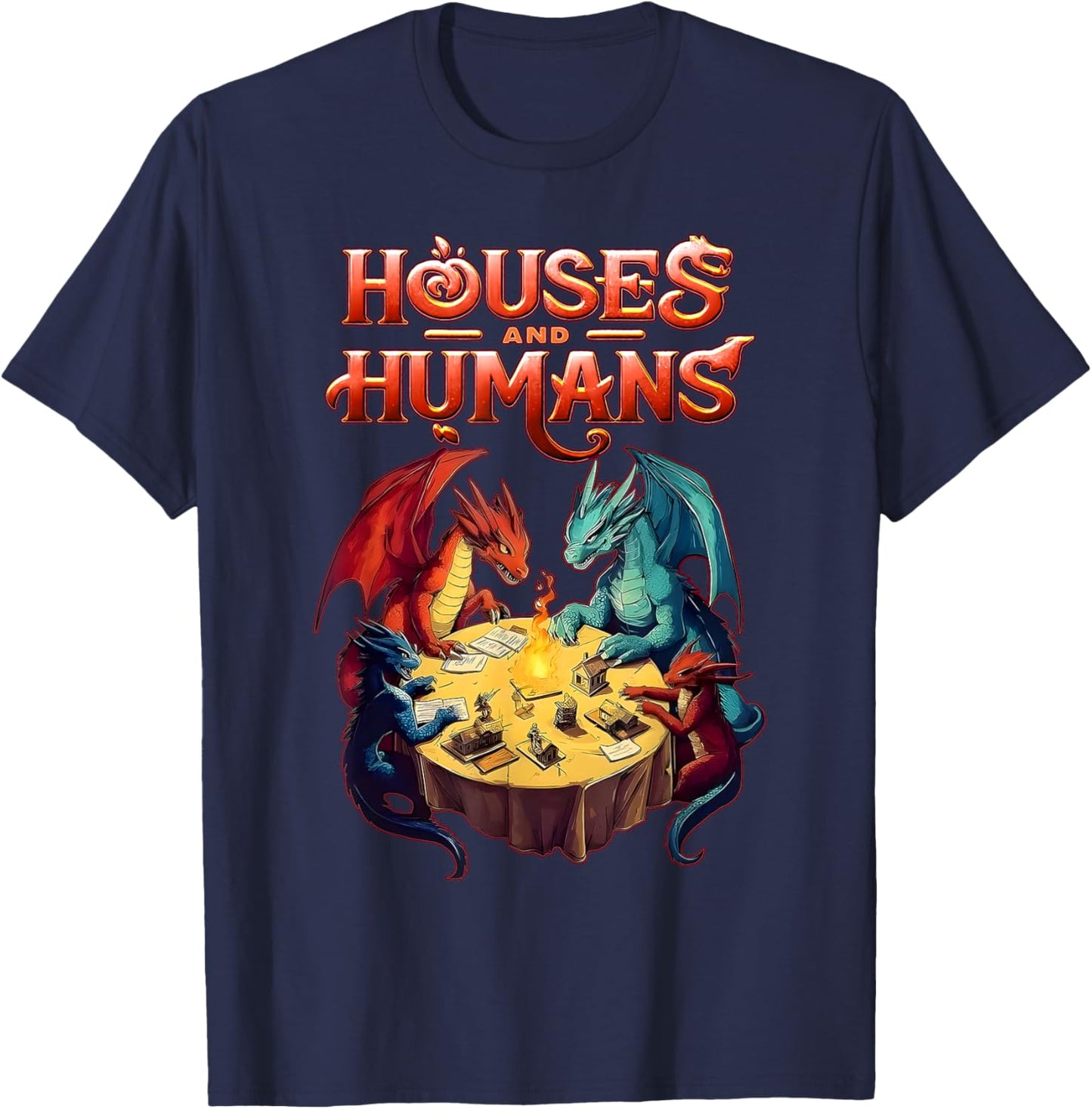 Houses and Humans Dragons Funny Video Games T-Shirt - T-Shirt | Navy