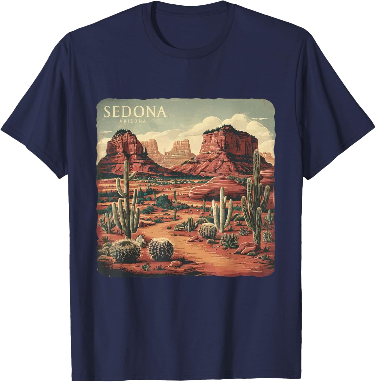 Retro Sedona Arizona Vintage Road Trip Outdoors Graphic T-Shirt - T-Shirt | Navy