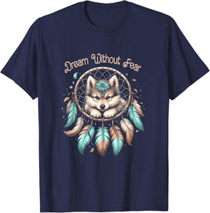 Vintage Western Dreamcatcher Wolf Dream WithoutFear Wolf T-Shirt - T-Shirt | Navy