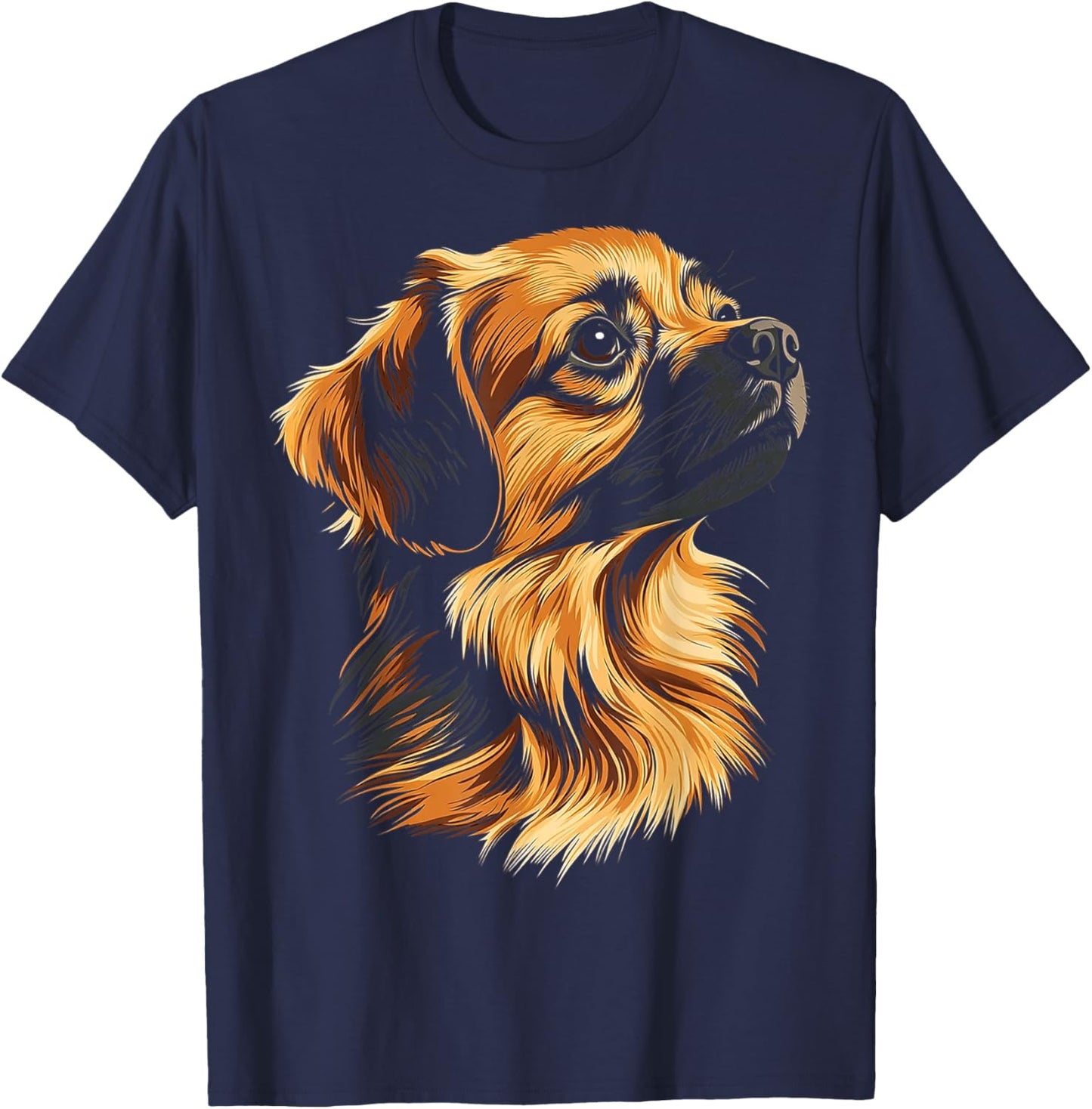Tibetan Spaniel Dog Motif Pet Illustration Tibetan Spaniel T-Shirt - T-Shirt | Navy