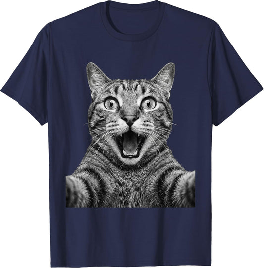 Funny Cat Selfie Meme Close Up T-Shirt - T-Shirt | Navy
