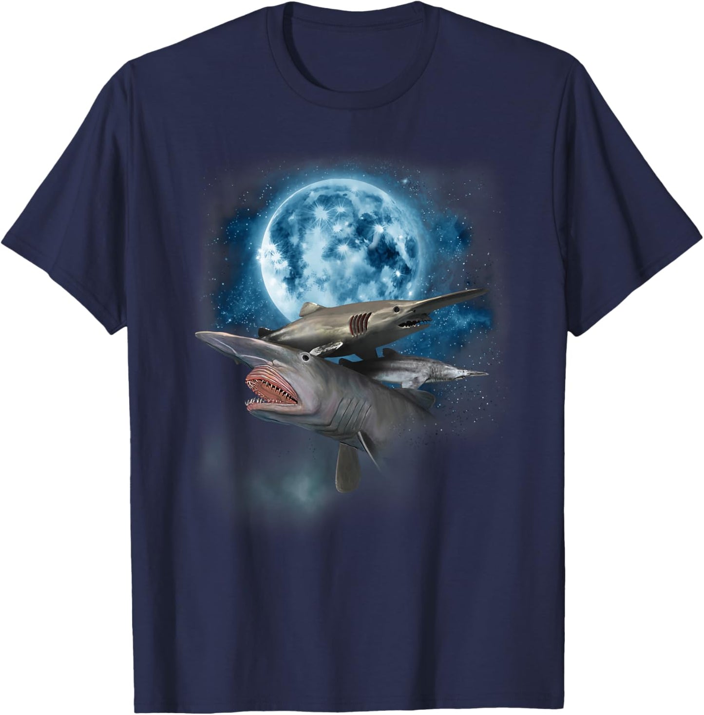 Goblin Shark Shirt - Howling at the Moon Goblin Shark T-Shirt - T-Shirt | Navy