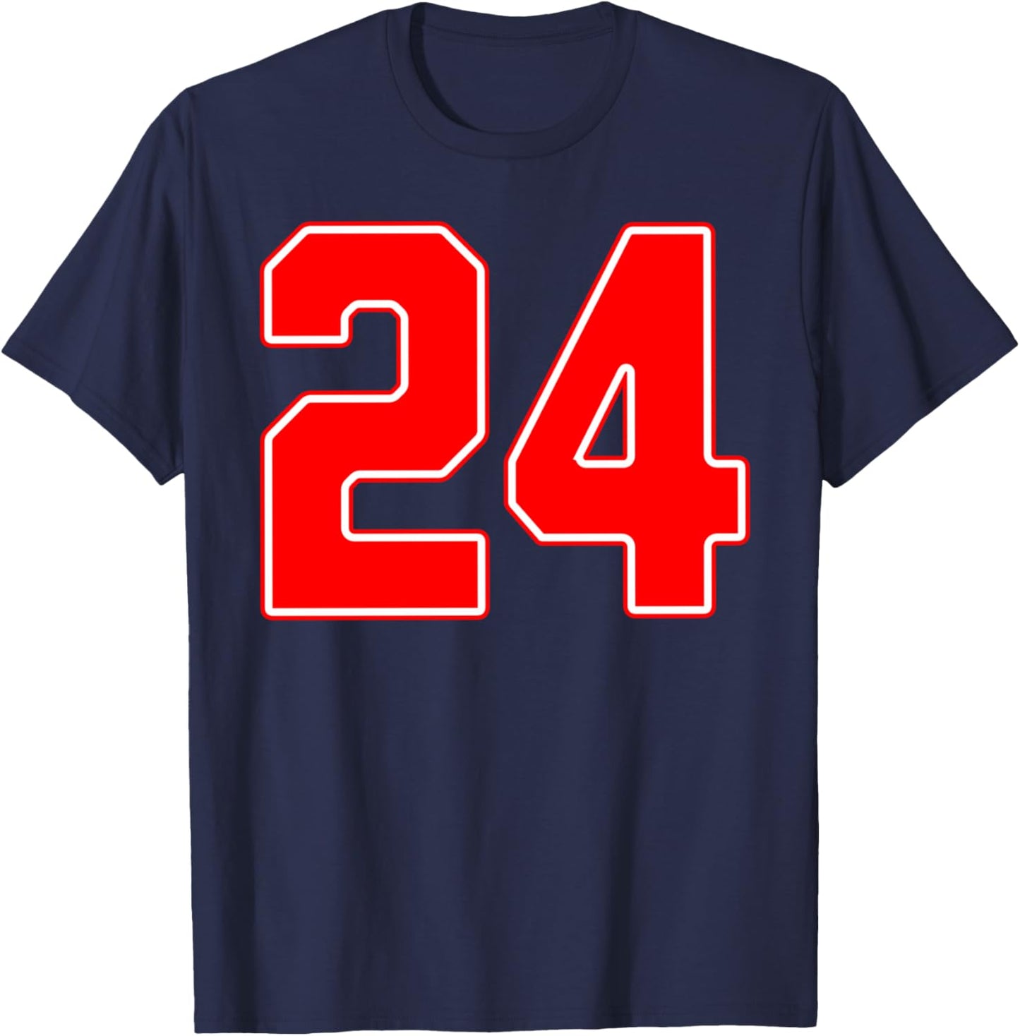Red Sports Team Number #24 T-Shirt - T-Shirt | Navy