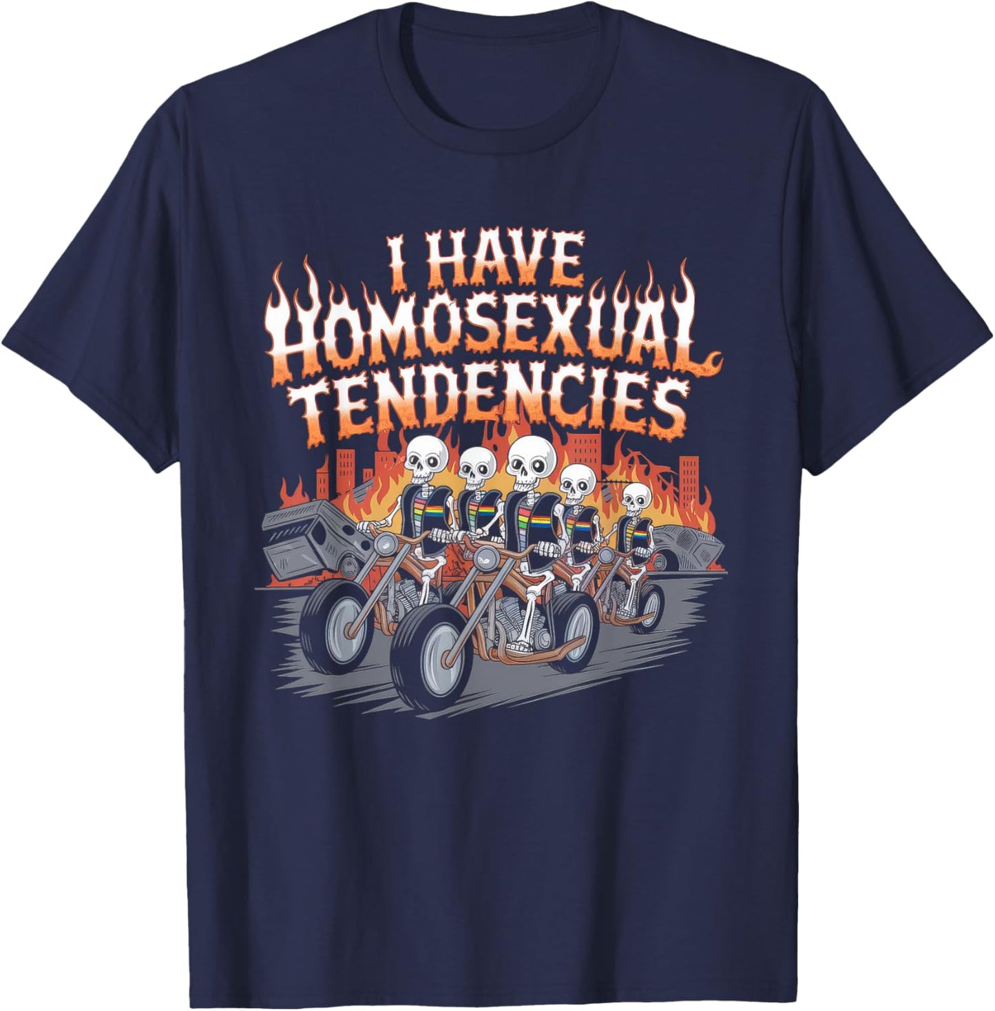 I Have Homosexual Tendencies Men Funny Skeleton Meme T-Shirt - T-Shirt | Navy