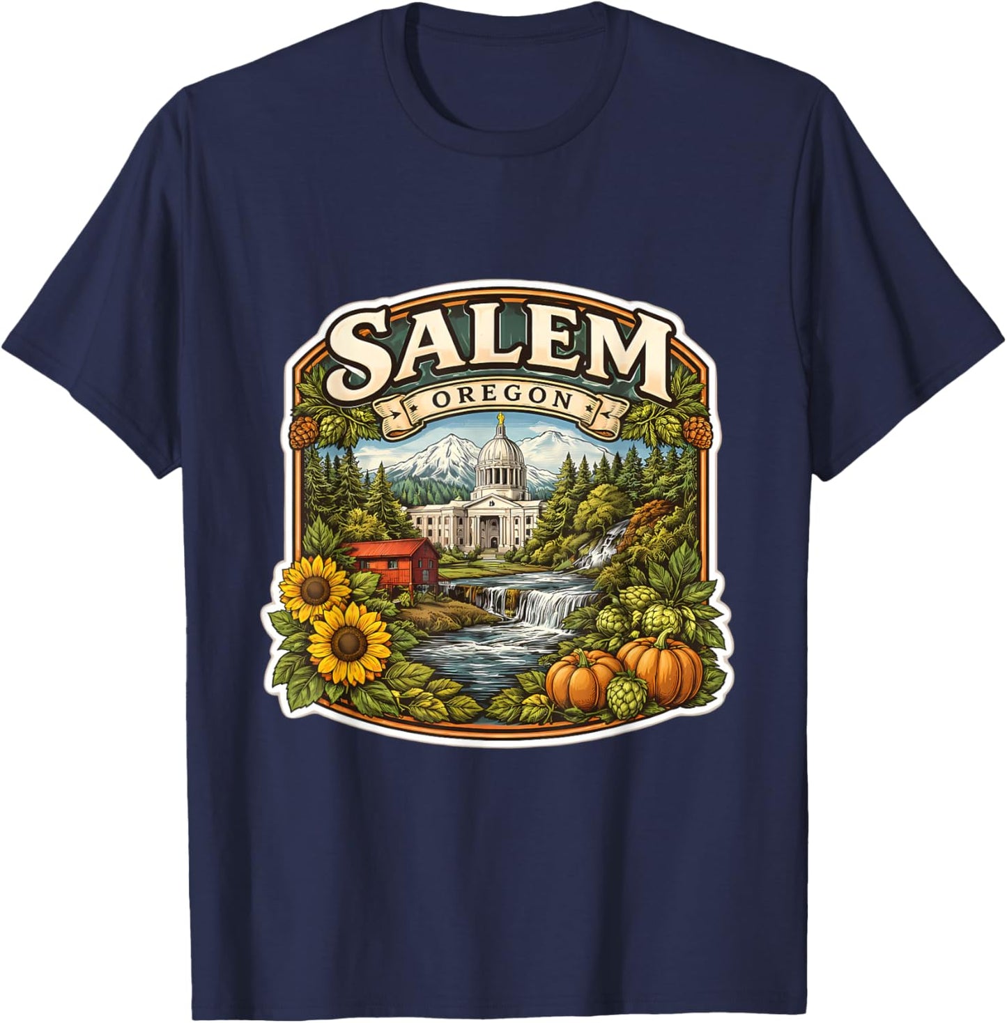 Salem Oregon Souvenir City State Capital Vintage Memorabilia T-Shirt - T-Shirt | Navy