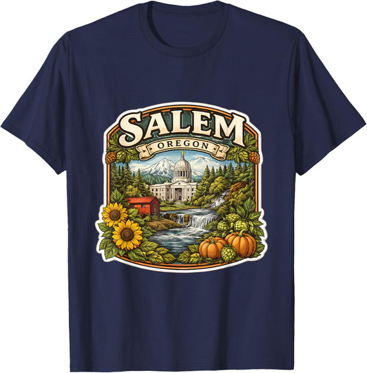 Salem Oregon Souvenir City State Capital Vintage Memorabilia T-Shirt - T-Shirt | Navy