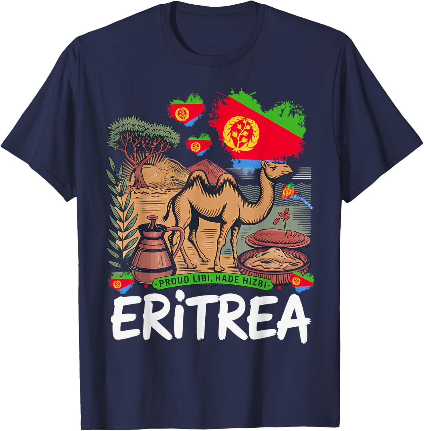 Eritrean Flag Outfit Idea & Eritrea Heritage T-Shirt - T-Shirt | Navy