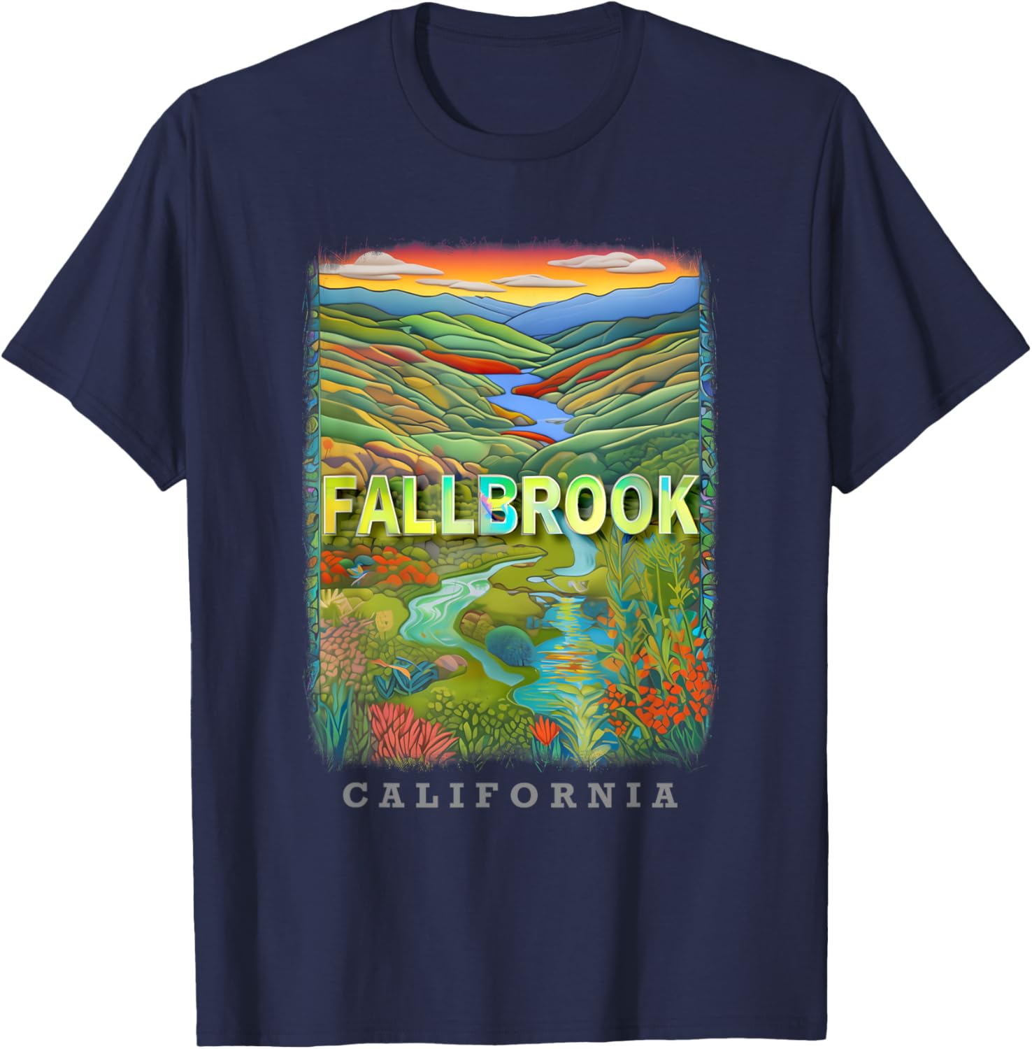 Fallbrook California CA Nature's Retreat SD484 T-Shirt - T-Shirt | Navy