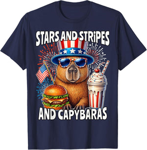 Capybara 4th of July American Capybara 250 T-Shirt - T-Shirt | Navy