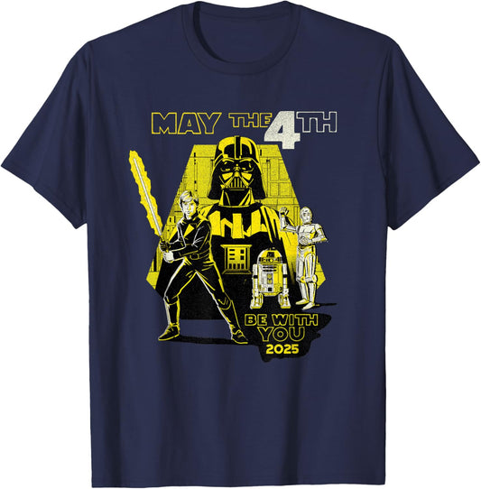 Star Wars Day: May the 4th Be With You 2025 Retro Distressed T-Shirt - T-Shirt | Navy