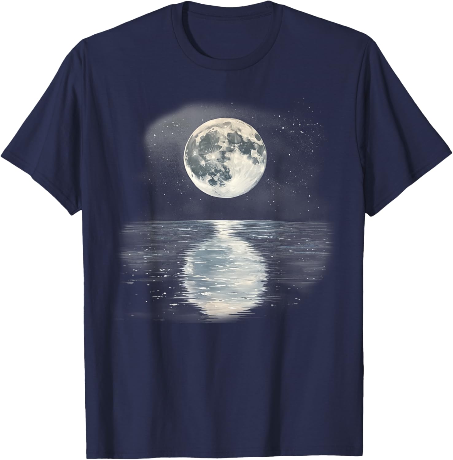 Full Moon Reflecting over the Sea T-Shirt - T-Shirt | Navy