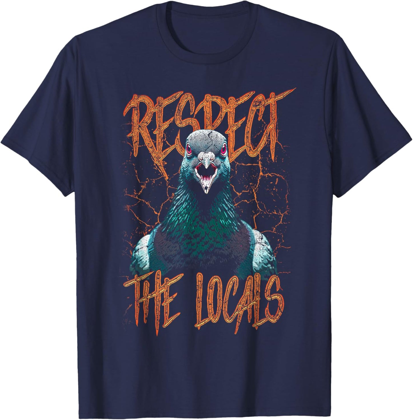 Respektieren Sie den lustigen Taubenvogel der Einheimischen T-Shirt - T-Shirt | Navy
