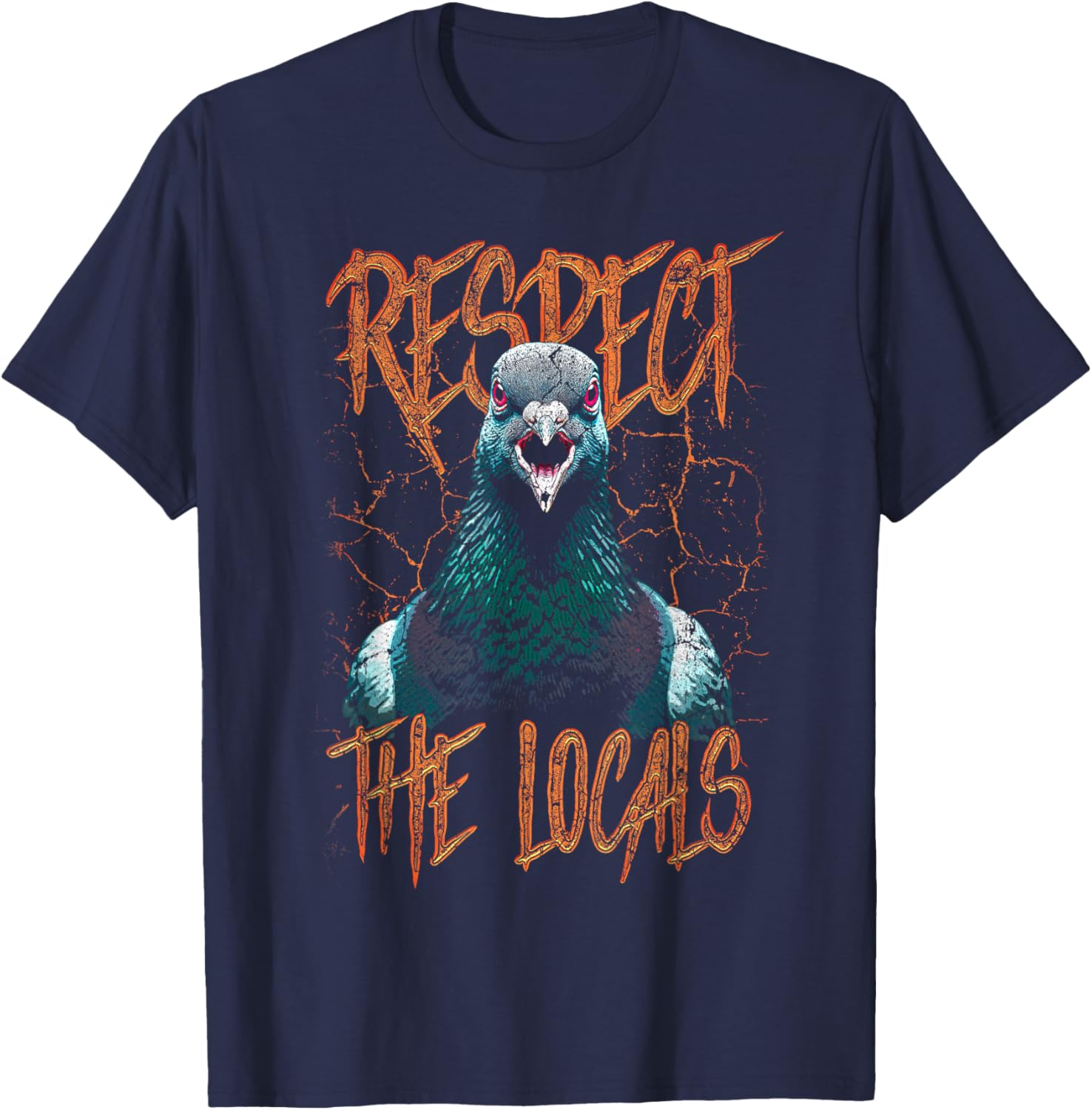 Respektieren Sie den lustigen Taubenvogel der Einheimischen T-Shirt - T-Shirt | Navy