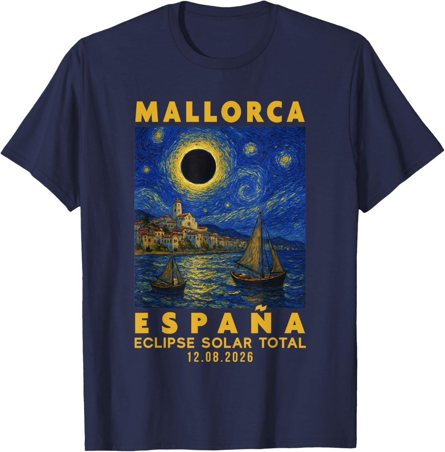 Mallorca, España Eclipse Solar Total 2026 T-Shirt - T-Shirt | Navy