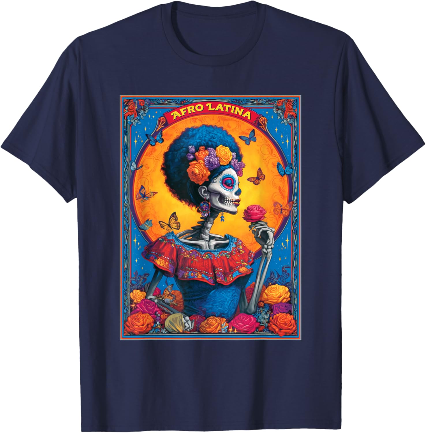 Afro Latina Hispanic Heritage Month T-Shirt - T-Shirt | Navy