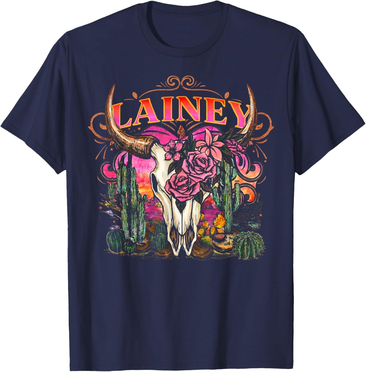 Retro Lainey Western Gifts Women Kids T-Shirt - T-Shirt | Navy