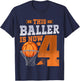 Kids This Baller Is Now 4 Years Old Basketball 4th Birthday Party T-Shirt - T-Shirt | Navy