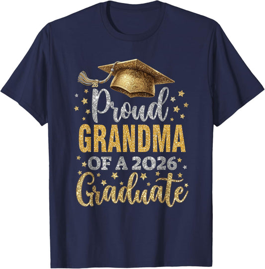 Grandma Senior 2026 Proud Mom of A Class of 2026 Graduate T-Shirt - T-Shirt | Navy