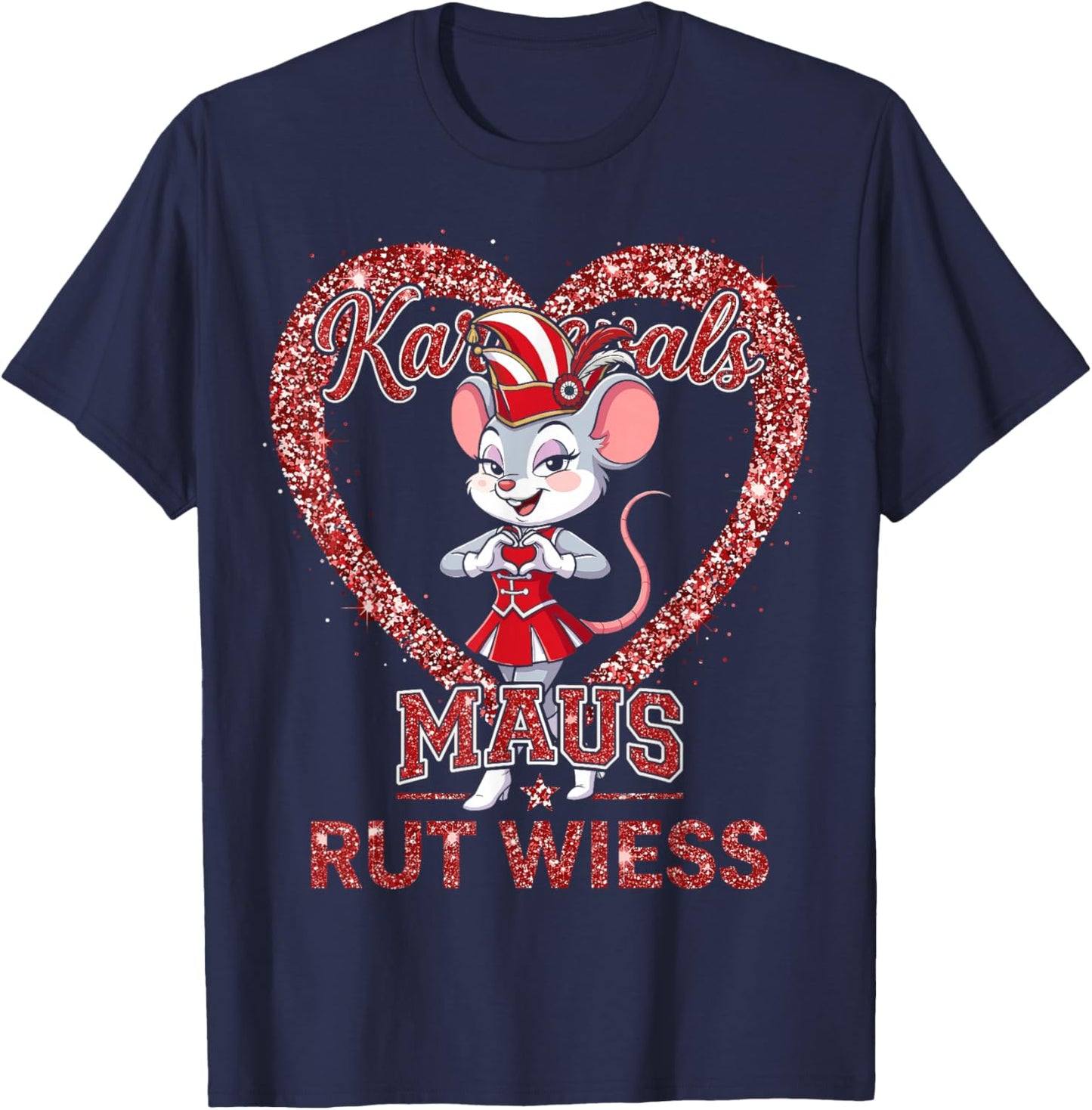 Carnival Mouse Rut Wess Cologne Fancy Dress Red White Look T-Shirt - T-Shirt | Navy