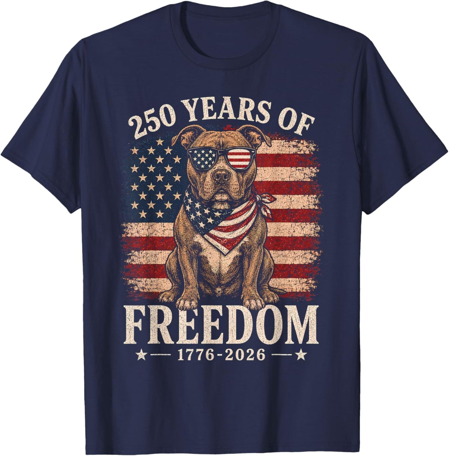 250th Anniversary USA Pitbull T-Shirt - T-Shirt | Navy