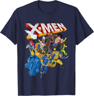 Marvel X-Men Vintage Group Shot Logo T-Shirt - T-Shirt | Navy