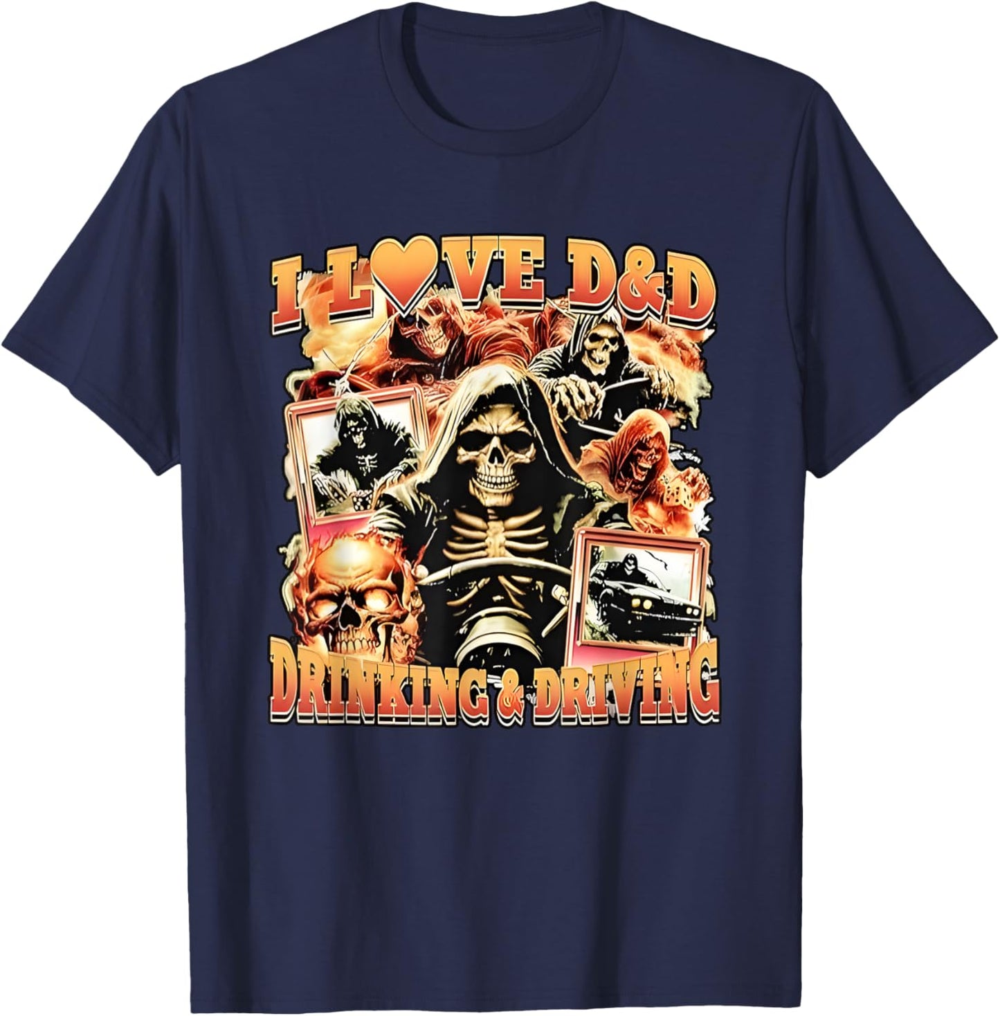 I love D&D Drinking & Driving Death Reaper T-Shirt - T-Shirt | Navy