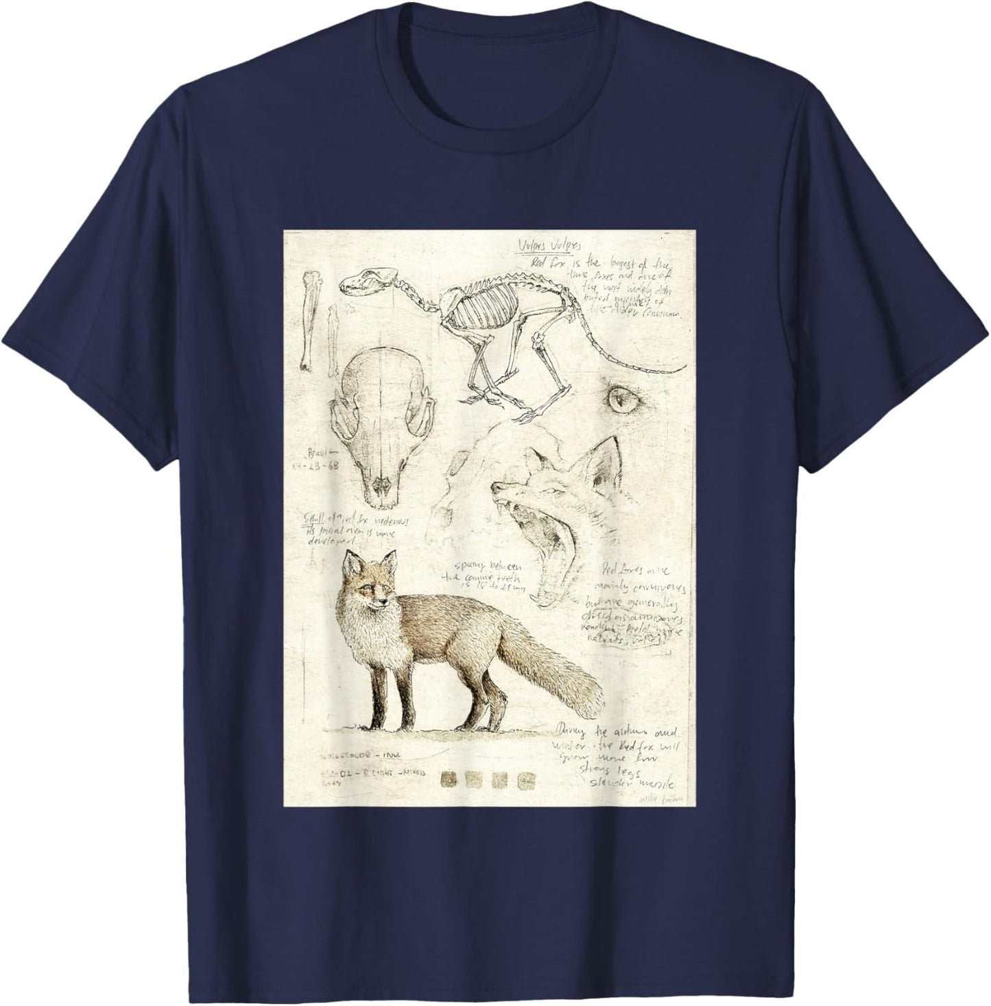 Fox Anatomy Funny Women T-Shirt - T-Shirt | Navy