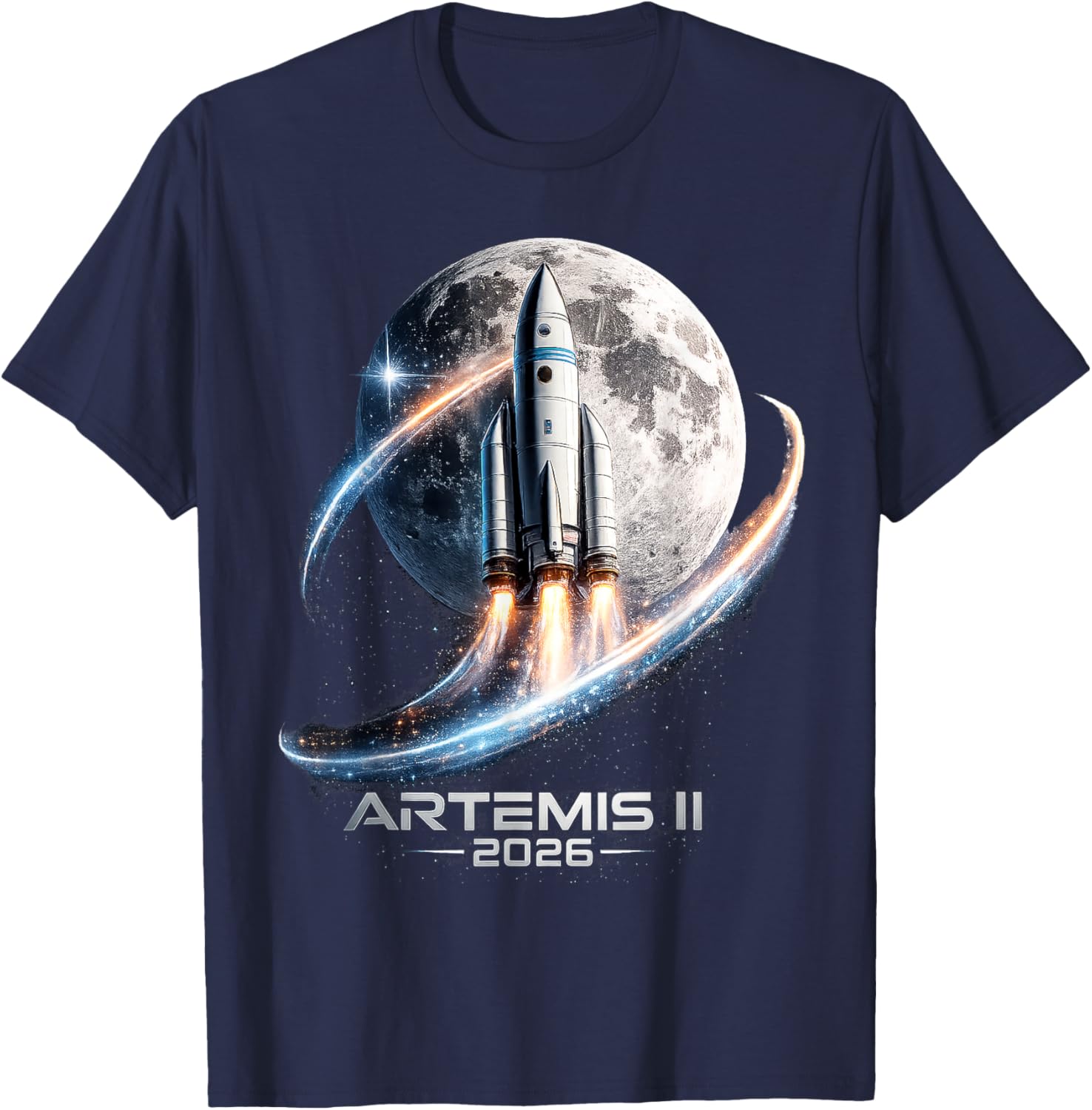 Artemis II Launch to The Moon 2026 T-Shirt - T-Shirt | Navy