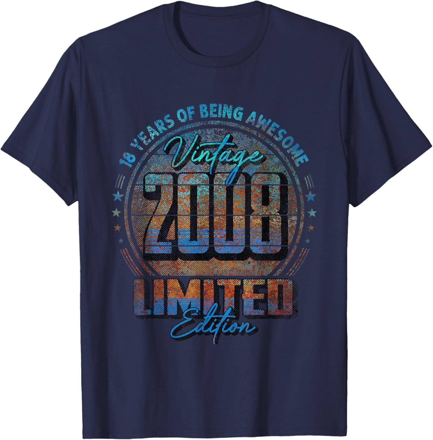 Vintage 2008 Limited Edition Shirt 18 Year Old 18th Birthday T-Shirt - T-Shirt | Navy