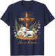 True Easter He is Risen Lamb Crown of Thorn Cross Palm Jesus T-Shirt - T-Shirt | Navy