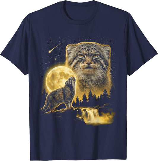 Le Chat de Pallas Hurlant vers la Lune, mème Funny Cat Lover des années 90 T-Shirt - T-Shirt | Navy