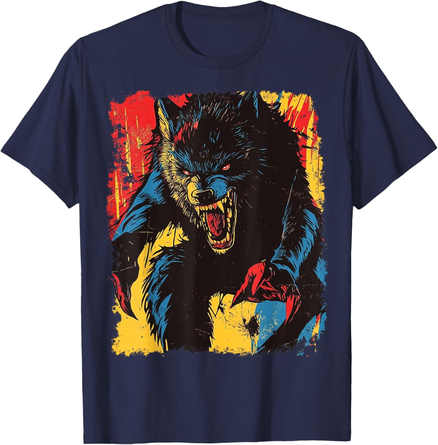 Werewolf Retro Halloween T-Shirt - T-Shirt | Navy