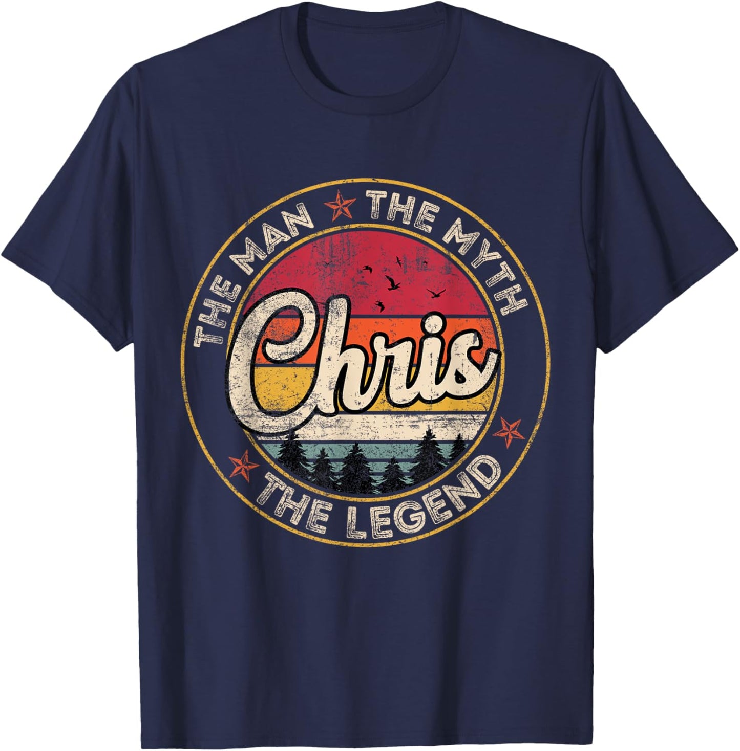 Chris The Man The Myth The Legend Personalized Name T-Shirt - T-Shirt | Navy