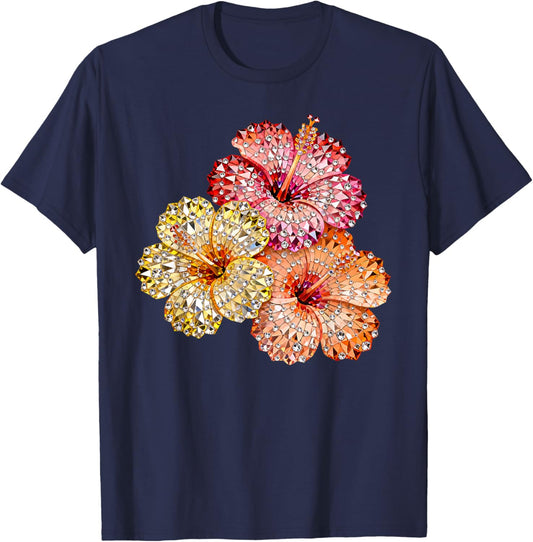 Tropical Flowers Hawaii Beach Summer Vacation Funny Family T-Shirt - T-Shirt | Navy