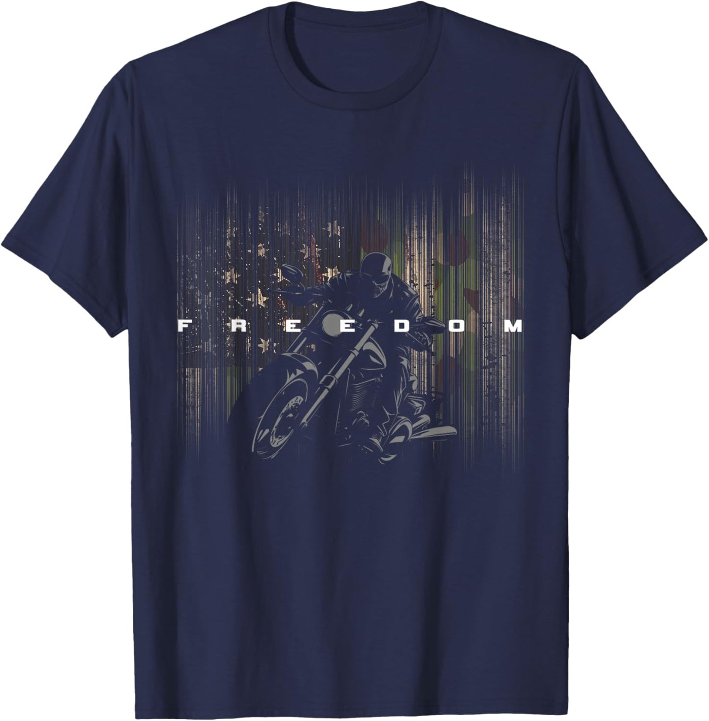 American Flag Camouflage Motorcycle T-Shirt - T-Shirt | Navy