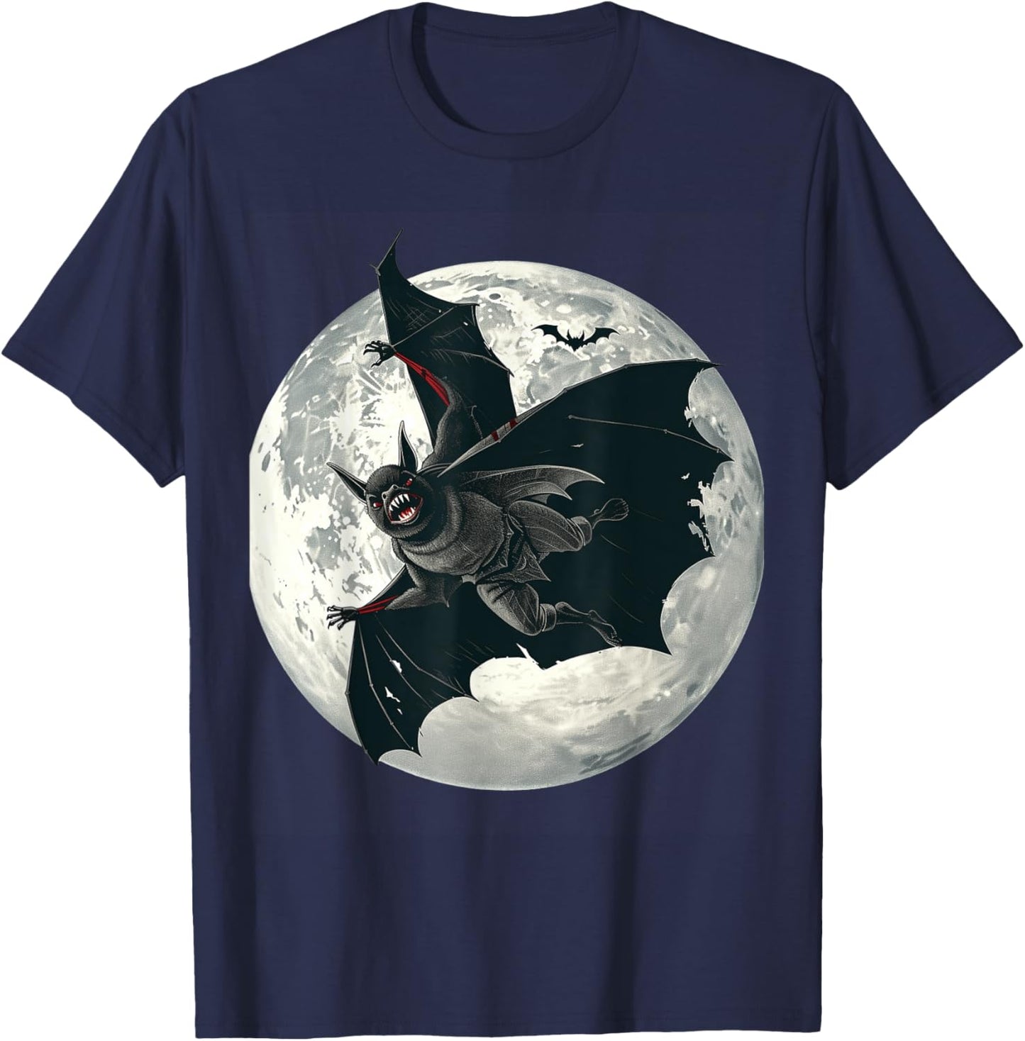 Gothic Vampire Bat Halloween Graphic T-Shirt - T-Shirt | Navy