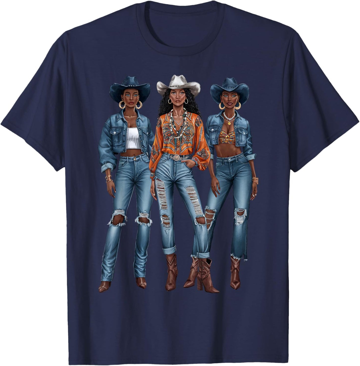 Black Cowgirl Vibes Melanin Black History Texas T-Shirt - T-Shirt | Navy