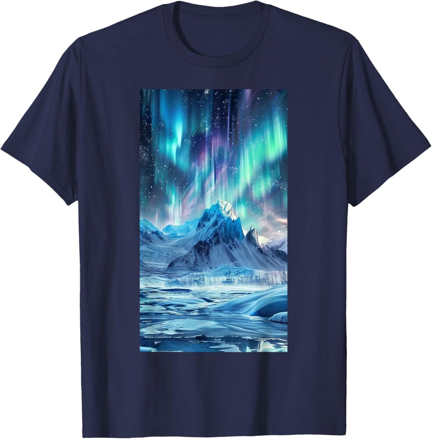 Northern Lights Display Aurora Borealis T-Shirt - T-Shirt | Navy