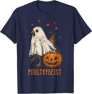Poultrygeist Funny Halloween Chicken Ghost Costume Pumpkin T-Shirt - T-Shirt | Navy