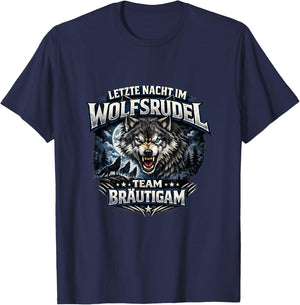 JGA Männer Team Bräutigam Kostüm Wolfsrudel Polterabend T-Shirt - T-Shirt | Navy