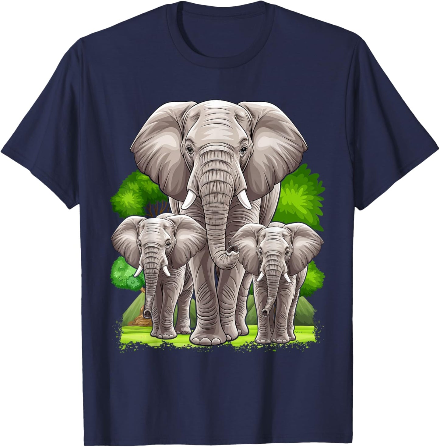Elephant Family Africa Safari Zoo Keeper Elephant T-Shirt - T-Shirt | Navy