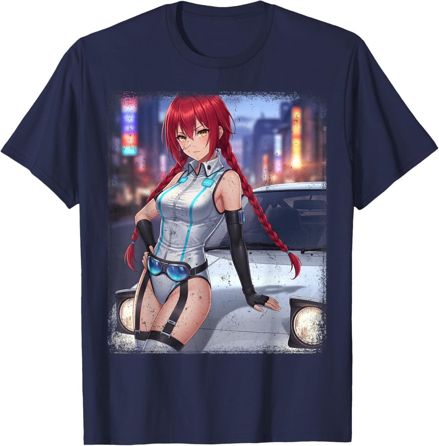 Retro Vintage Japanese JDM Race Car Waifu Anime Girl Women T-Shirt - T-Shirt | Navy
