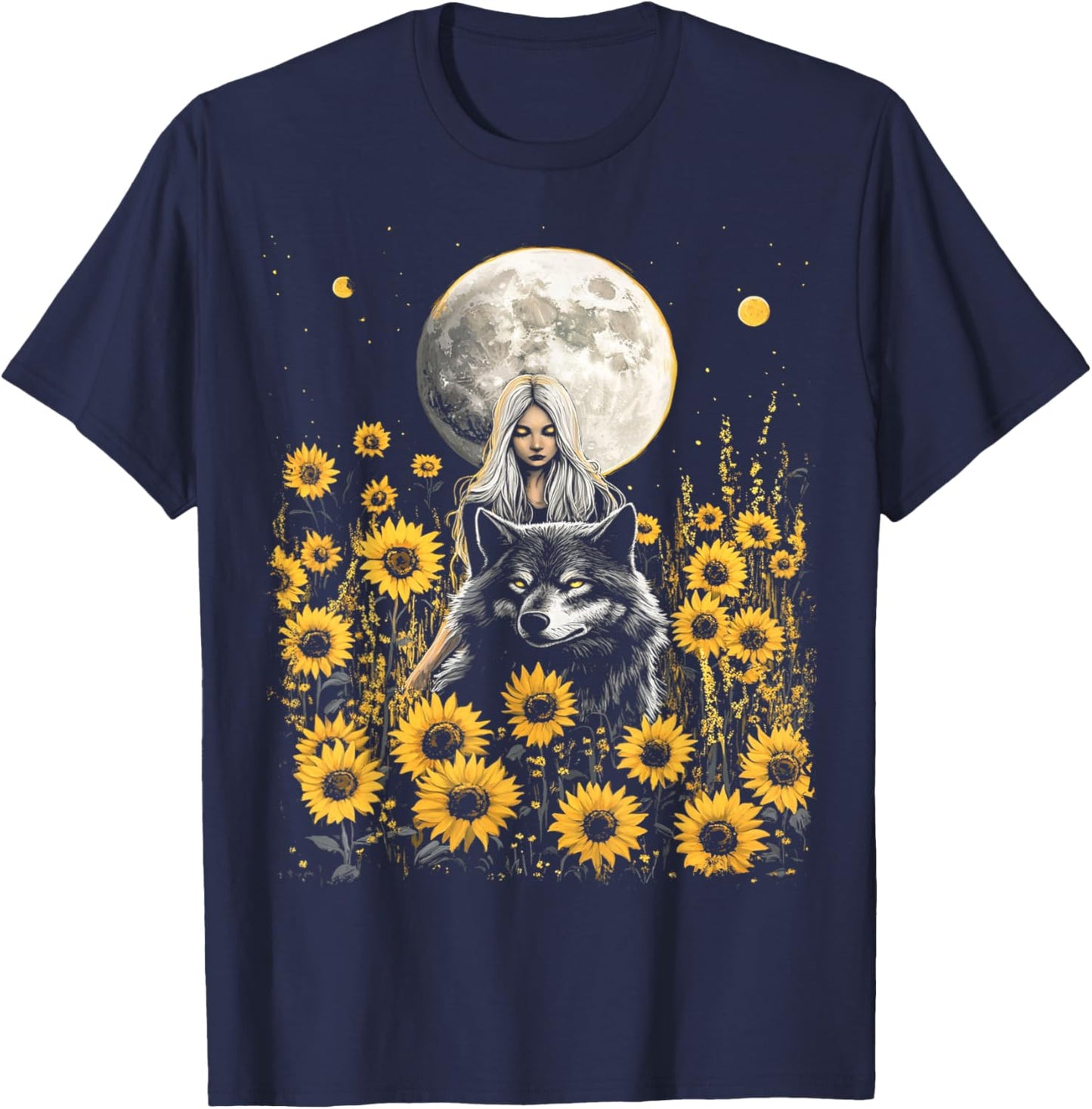 Women's Sunflower Designer T-Shirt - T-Shirt | Navy